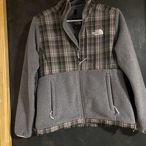The North Face Gray and Plaid Puffer Jacket